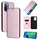 For Ulefone Note 13P Carbon Fiber Texture Horizontal Flip PU Phone Case(Pink) - 1