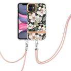 For iPhone 11 Flowers Series TPU Phone Case with Lanyard (Green Gardenia) - 1