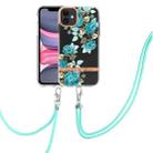 For iPhone 11 Flowers Series TPU Phone Case with Lanyard (Blue Rose) - 1