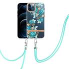 For iPhone 12 Pro Max Flowers Series TPU Phone Case with Lanyard(Blue Rose) - 1