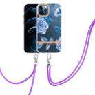 For iPhone 12 Pro Max Flowers Series TPU Phone Case with Lanyard(Blue Peony) - 1