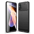 For Xiaomi Poco X4 Pro 5G Carbon Fiber Texture Shockproof TPU Phone Case(Black) - 1