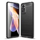 For Redmi Note 11 Pro Overseas Version Brushed Texture Carbon Fiber TPU Phone Case(Black) - 1