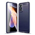 For Redmi Note 11 Pro Overseas Version Brushed Texture Carbon Fiber TPU Phone Case(Blue) - 1