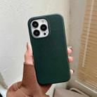 For iPhone 13 Solid Color Leather Phone Case(Dark Green) - 1