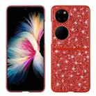 For Huawei P50 Pocket Glitter Powder Shockproof TPU Folding Phone Case(Red) - 1