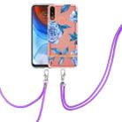 For Motorola Moto E7 Power / Moto E7i Power Flowers Series TPU Phone Case with Lanyard(Blue Peony) - 1