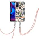 For Motorola Moto G Pure Flowers Series TPU Phone Case with Lanyard(Green Gardenia) - 1