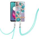 For Motorola Moto G30 / G20 / G10 / G10 Power Flowers Series TPU Phone Case with Lanyard(Blue Rose) - 1