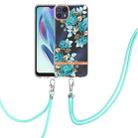 For Motorola Moto G50 5G Flowers Series TPU Phone Case with Lanyard(Blue Rose) - 1