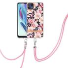 For Motorola Moto G50 5G Flowers Series TPU Phone Case with Lanyard(Pink Gardenia) - 1