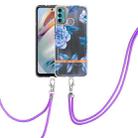 For Motorola Moto G60 / G40 Fusion Flowers Series TPU Phone Case with Lanyard(Blue Peony) - 1