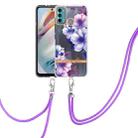 For Motorola Moto G60 / G40 Fusion Flowers Series TPU Phone Case with Lanyard(Purple Begonia) - 1