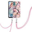 For Motorola Moto G60 / G40 Fusion Flowers Series TPU Phone Case with Lanyard(Pink Gardenia) - 1