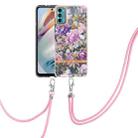 For Motorola Moto G60 / G40 Fusion Flowers Series TPU Phone Case with Lanyard(Purple Peony) - 1