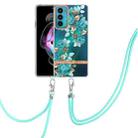 For Motorola Edge 20 Flowers Series TPU Phone Case with Lanyard(Blue Rose) - 1