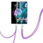 For Motorola Edge 20 Flowers Series TPU Phone Case with Lanyard(Blue Peony) - 1