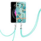 For Motorola Edge 20 Lite Flowers Series TPU Phone Case with Lanyard(Blue Rose) - 1