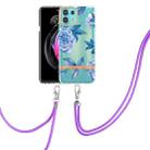 For Motorola Edge 20 Lite Flowers Series TPU Phone Case with Lanyard(Blue Peony) - 1