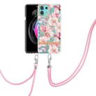 For Motorola Edge 20 Lite Flowers Series TPU Phone Case with Lanyard(Pink Gardenia) - 1