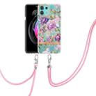 For Motorola Edge 20 Lite Flowers Series TPU Phone Case with Lanyard(Purple Peony) - 1