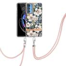 For Motorola Edge 20 Pro Flowers Series TPU Phone Case with Lanyard(Green Gardenia) - 1