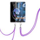For Motorola Edge 20 Pro Flowers Series TPU Phone Case with Lanyard(Blue Peony) - 1