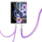 For Motorola Edge 20 Pro Flowers Series TPU Phone Case with Lanyard(Purple Begonia) - 1