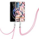 For Motorola Edge 20 Pro Flowers Series TPU Phone Case with Lanyard(Pink Gardenia) - 1