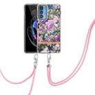 For Motorola Edge 20 Pro Flowers Series TPU Phone Case with Lanyard(Purple Peony) - 1