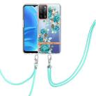 For OPPO A55 5G / A53S 5G / A54 4G / A16 / A54S 4G Flowers Series TPU Phone Case with Lanyard(Blue Rose) - 1