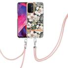 For OPPO A74 5G / A93 5G / A54 5G / A93S 5G Flowers Series TPU Phone Case with Lanyard(Green Gardenia) - 1