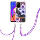 For OPPO A94 5G Flowers Series TPU Phone Case with Lanyard(Purple Begonia) - 1