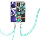 For OPPO Realme 8i Flowers Series TPU Phone Case with Lanyard(Blue Rose) - 1