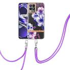 For OPPO Realme 8i Flowers Series TPU Phone Case with Lanyard(Purple Begonia) - 1