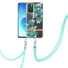 For OPPO Reno6 5G Flowers Series TPU Phone Case with Lanyard(Blue Rose) - 1