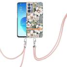 For OPPO Reno6 Pro+ 5G Flowers Series TPU Phone Case with Lanyard(Green Gardenia) - 1