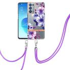For OPPO Reno6 Pro+ 5G Flowers Series TPU Phone Case with Lanyard(Purple Begonia) - 1