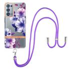 For OPPO Reno6 Pro+ 5G Flowers Series TPU Phone Case with Lanyard(Purple Begonia) - 2