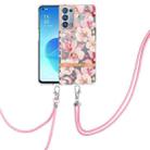 For OPPO Reno6 Pro+ 5G Flowers Series TPU Phone Case with Lanyard(Pink Gardenia) - 1