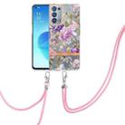 For OPPO Reno6 Pro+ 5G Flowers Series TPU Phone Case with Lanyard(Purple Peony) - 1