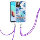 For Xiaomi Redmi 10 Flowers Series TPU Phone Case with Lanyard(Blue Peony) - 1