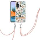 For Xiaomi Redmi Note 10 Pro Max / Note 10 Pro Flowers Series TPU Phone Case with Lanyard(Green Gardenia) - 1