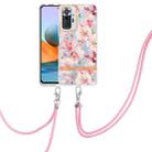 For Xiaomi Redmi Note 10 Pro Max / Note 10 Pro Flowers Series TPU Phone Case with Lanyard(Pink Gardenia) - 1