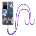 For Xiaomi Redmi Note 11 5G / Poco M4 Pro 5G Flowers Series TPU Phone Case with Lanyard(Blue Peony) - 2