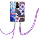 For Xiaomi Redmi Note 11 5G / Poco M4 Pro 5G Flowers Series TPU Phone Case with Lanyard(Purple Begonia) - 1