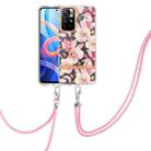 For Xiaomi Redmi Note 11 5G / Poco M4 Pro 5G Flowers Series TPU Phone Case with Lanyard(Pink Gardenia) - 1