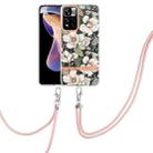 For Xiaomi Redmi Note 11 Pro / Redmi Note 11 Pro+ Flowers Series TPU Phone Case with Lanyard(Green Gardenia) - 1