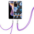 For Xiaomi Redmi Note 11 Pro / Redmi Note 11 Pro+ Flowers Series TPU Phone Case with Lanyard(Blue Peony) - 1