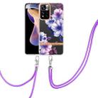 For Xiaomi Redmi Note 11 Pro / Redmi Note 11 Pro+ Flowers Series TPU Phone Case with Lanyard(Purple Begonia) - 1